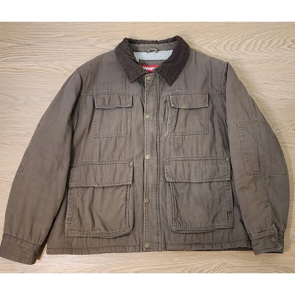 Vtg Wrangler Chore Jacket Mens XXL Chore Jacket Sherpa Corduroy Snap Zip READ - Picture 1 of 15